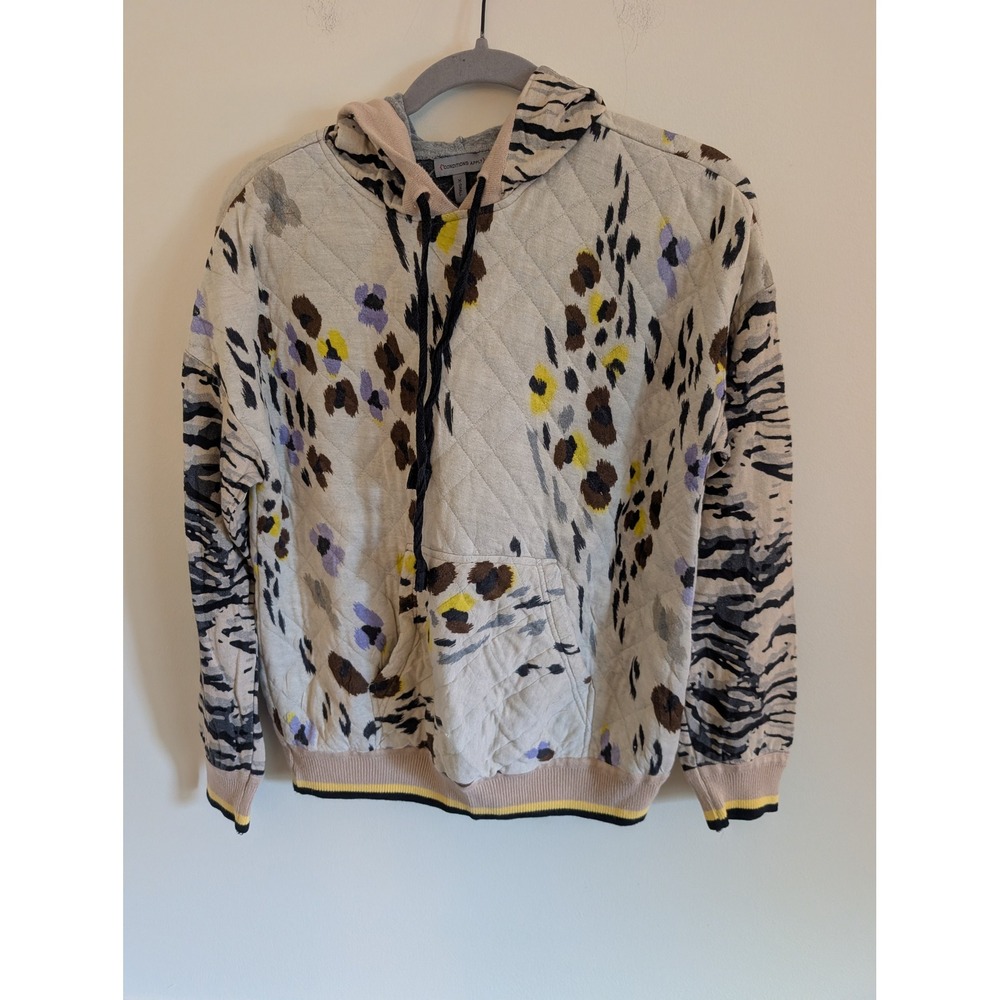 Conditions Apply Quilted Animal Print Hoodie Mixed Leopard Tiger XS eclectic